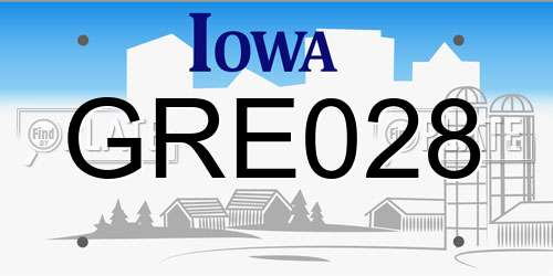 GRE028 Iowa License Plate