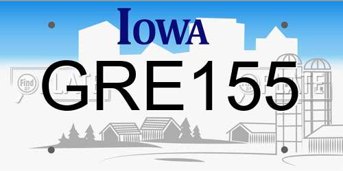 GRE155 Iowa License Plate