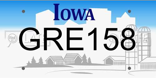 GRE158 Iowa License Plate