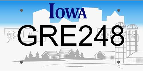 GRE248 Iowa License Plate