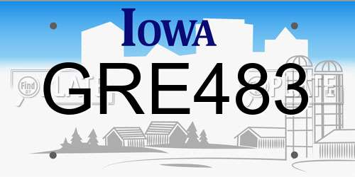 GRE483 Iowa License Plate