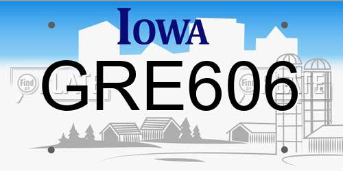 GRE606 Iowa License Plate