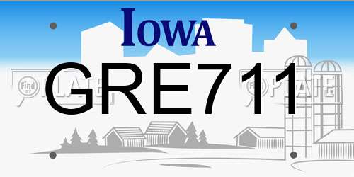 GRE711 Iowa License Plate