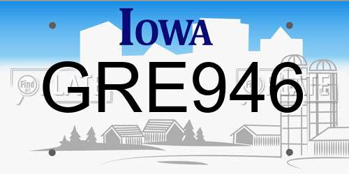 GRE946 Iowa License Plate