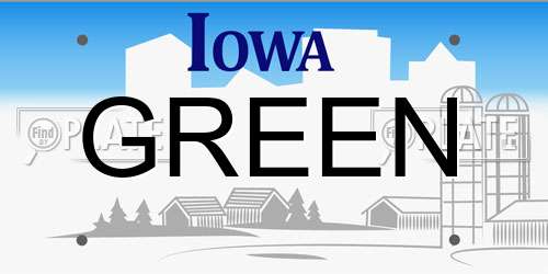 GREEN Iowa License Plate