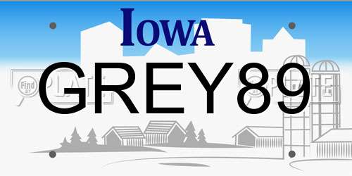 GREY89 Iowa License Plate