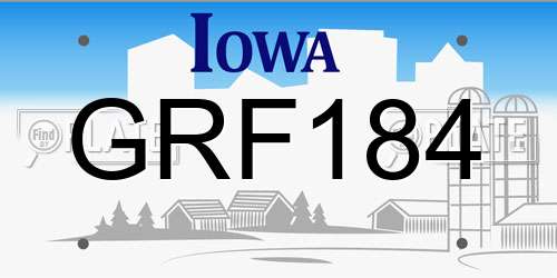 GRF184 Iowa License Plate