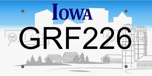 GRF226 Iowa License Plate