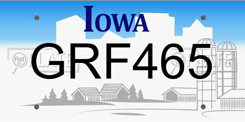 GRF465 Iowa License Plate