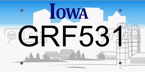 GRF531 Iowa License Plate