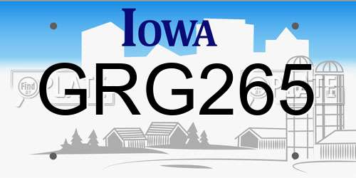 GRG265 Iowa License Plate