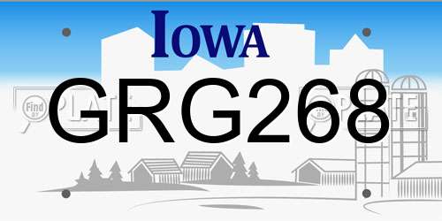 GRG268 Iowa License Plate