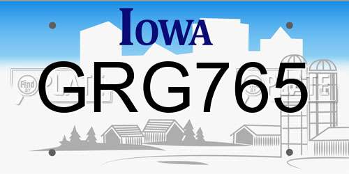 GRG765 Iowa License Plate