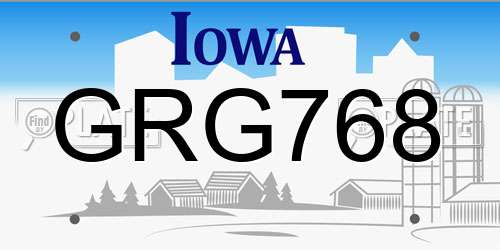 GRG768 Iowa License Plate