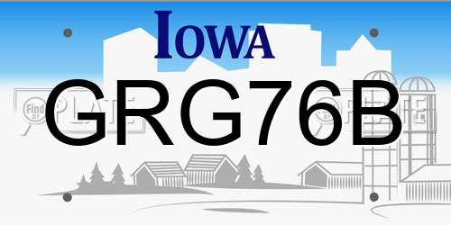GRG76B Iowa License Plate
