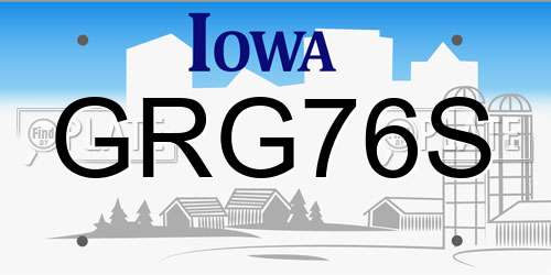 GRG76S Iowa License Plate