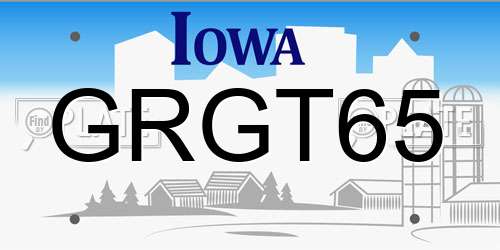 GRGT65 Iowa License Plate