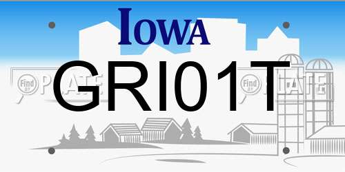 GRI01T Iowa License Plate