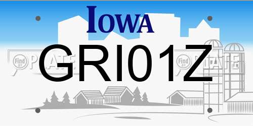 GRI01Z Iowa License Plate
