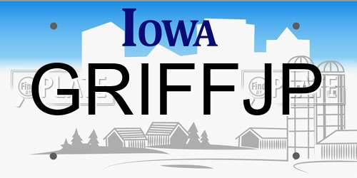 GRIFFJP Iowa License Plate