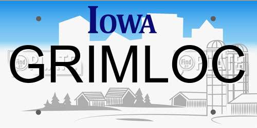 GRIMLOC Iowa License Plate