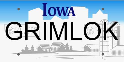 GRIMLOK Iowa License Plate
