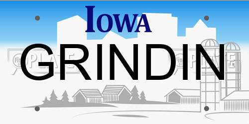 GRINDIN Iowa License Plate