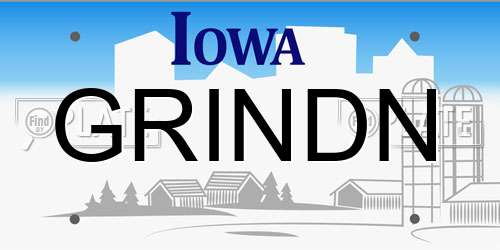 GRINDN Iowa License Plate