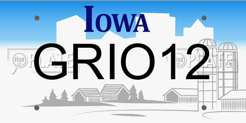 GRIO12 Iowa License Plate