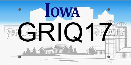 GRIQ17 Iowa License Plate