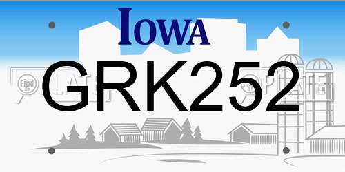 GRK252 Iowa License Plate