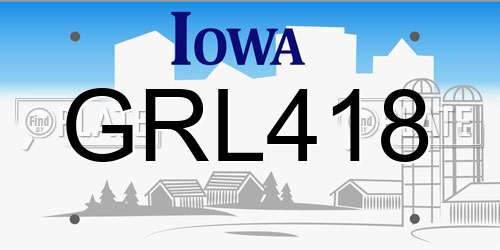 GRL418 Iowa License Plate