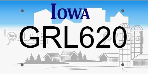 GRL620 Iowa License Plate
