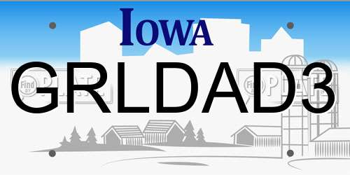 GRLDAD3 Iowa License Plate