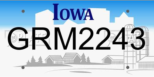 GRM2243 Iowa License Plate