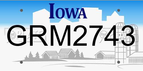 GRM2743 Iowa License Plate