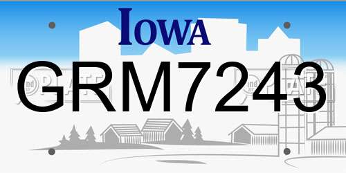 GRM7243 Iowa License Plate
