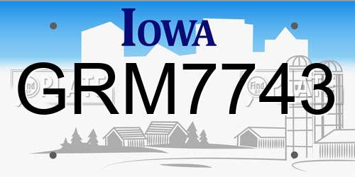 GRM7743 Iowa License Plate