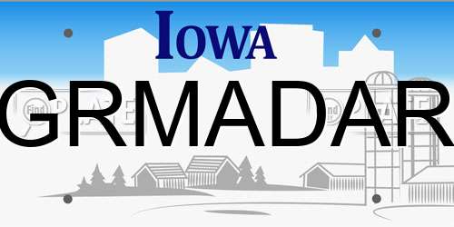 GRMADAR Iowa License Plate