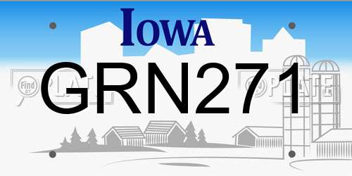 GRN271 Iowa License Plate