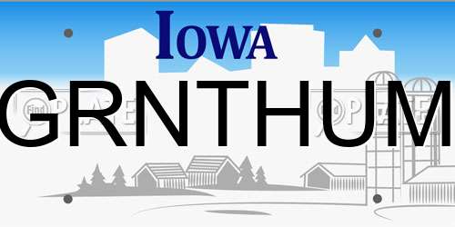 GRNTHUM Iowa License Plate