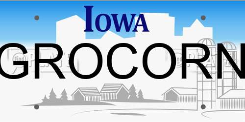 GROCORN Iowa License Plate