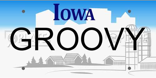 GROOVY Iowa License Plate