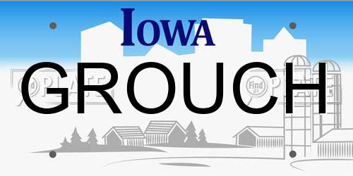 GROUCH Iowa License Plate