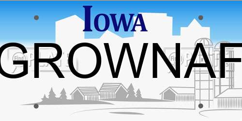 GROWNAF Iowa License Plate
