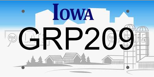 GRP209 Iowa License Plate
