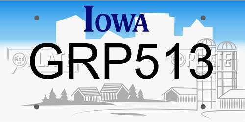 GRP513 Iowa License Plate