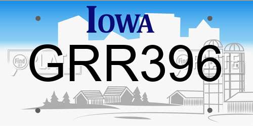 GRR396 Iowa License Plate