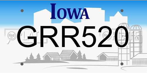 GRR520 Iowa License Plate