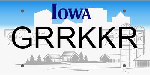 GRRKKR Iowa License Plate